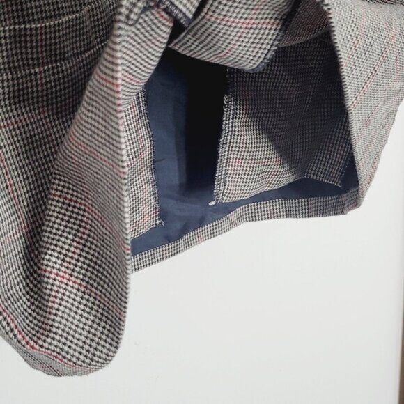 Carroll Reed Women's Vintage Red Tan Black Check V-Neck Button Front Blazer 12 - Picture 5 of 11